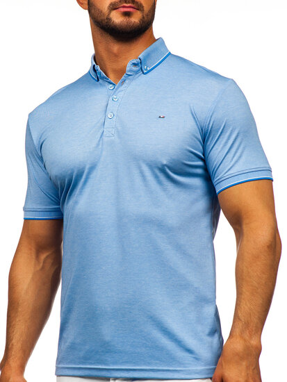 Camiseta polo de manga corta para hombre azul claro Bolf 2006