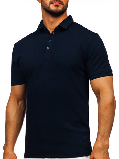 Camiseta polo de manga corta para hombre azul oscuro Bolf 2004