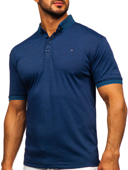 Camiseta polo de manga corta para hombre azul oscuro Bolf 2006