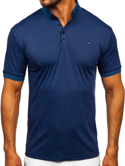 Camiseta polo de manga corta para hombre azul oscuro Bolf 2006