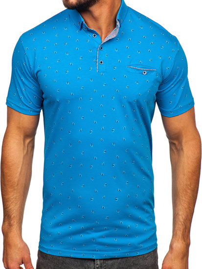 Camiseta polo de manga corta para hombre azul turquesa Bolf 192657