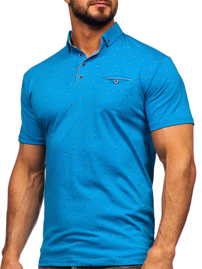 Camiseta polo de manga corta para hombre azul turquesa Bolf 192657