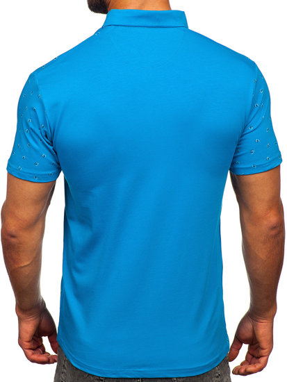 Camiseta polo de manga corta para hombre azul turquesa Bolf 192657