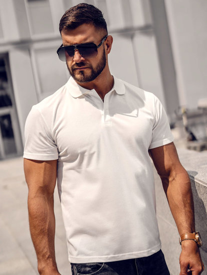 Camiseta polo de manga corta para hombre blanco Bolf 8T80A