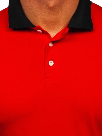 Camiseta polo de manga corta para hombre rojo y negro Bolf 0003