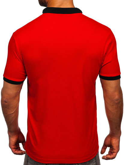 Camiseta polo de manga corta para hombre rojo y negro Bolf 0003