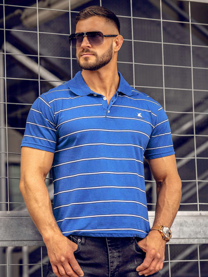 Camiseta polo de rayas para hombre azul Bolf 14954A