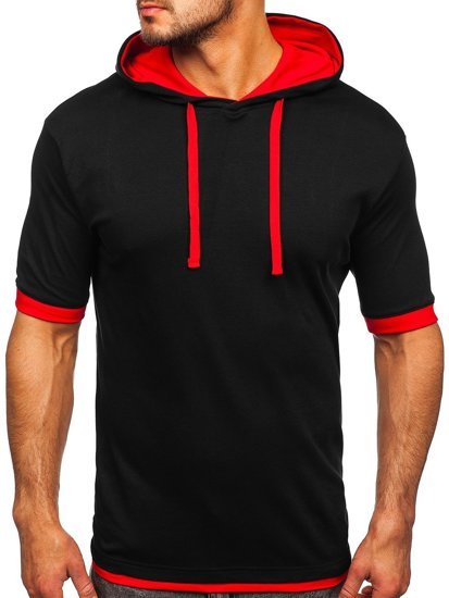 Camiseta sin estampado para hombre color negro y rojo Bolf 08