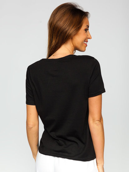 Camiseta sin estampado para mujer color negro Denley SD211