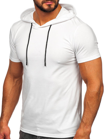 Camiseta sin impresión con capucha para hombre blanco Bolf 8T957