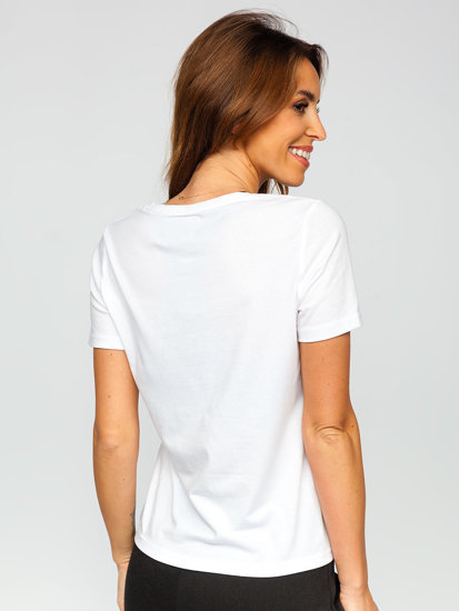 Camiseta sin impresión de manga corta para mujer blanco Bolf SD211-3P 3PACK