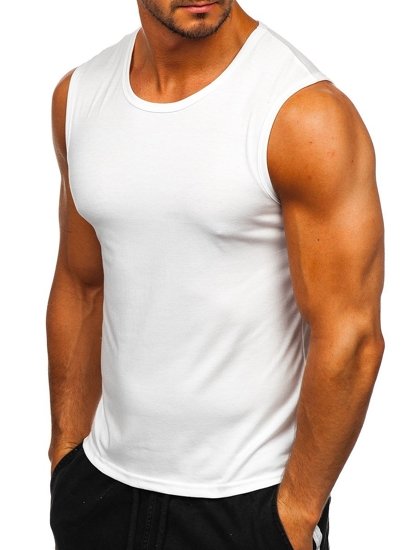 Camiseta tank top sin estampado para hombre blanca Bolf 99001