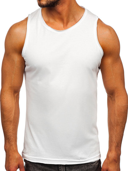 Camiseta tank top sin estampado para hombre color blanco Bolf 1205