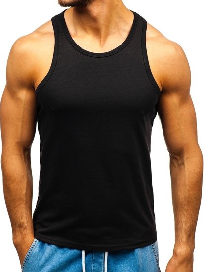 Camiseta tank top sin estampado para hombre negra Bolf 99002