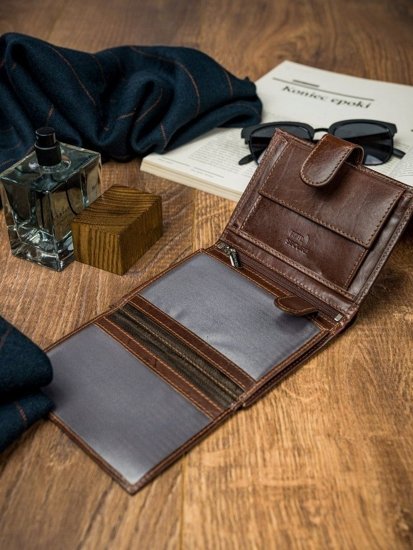 Cartera de curo marrón para hombre 4515