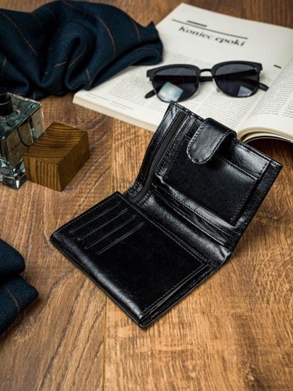 Cartera de curo negro para hombre 4597