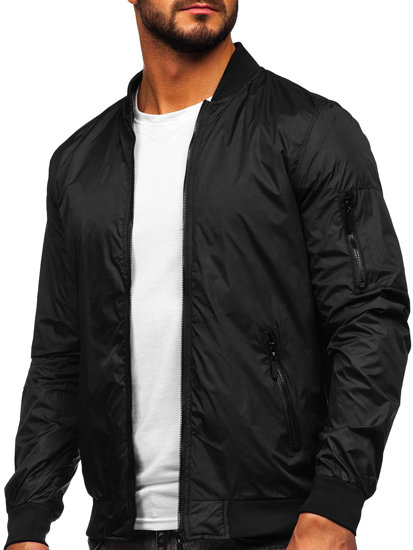 Cazadora bomber de entretiempo para hombre negra Bolf 5M708