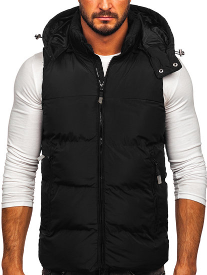 Chaleco acolchado con capucha para hombre negro Bolf 1189