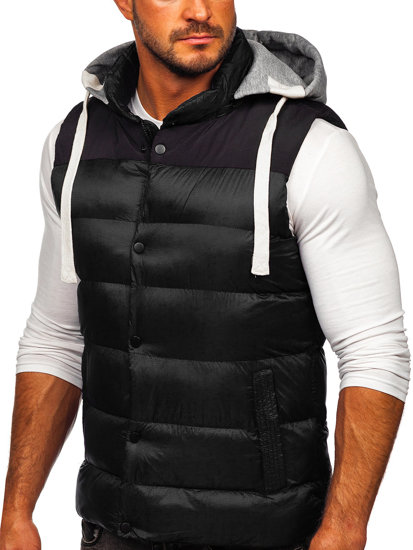 Chaleco acolchado con capucha para hombre negro Bolf 13078