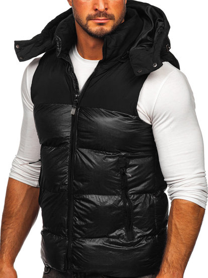 Chaleco acolchado con capucha para hombre negro Bolf 13079