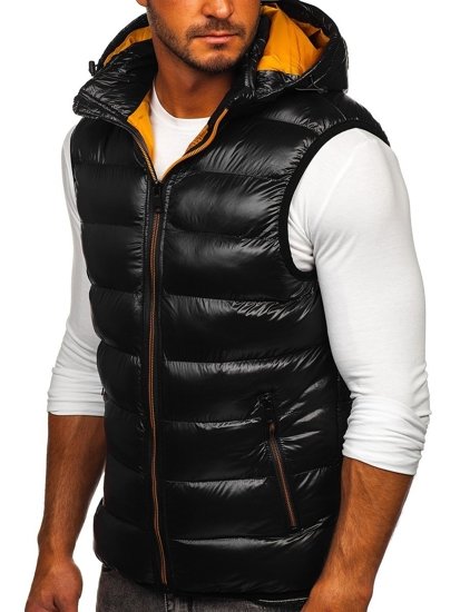 Chaleco acolchado con capucha para hombre negro Bolf 6506