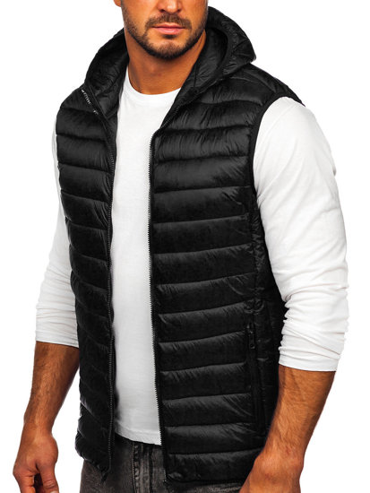 Chaleco acolchado con capucha para hombre negro  Bolf LY36