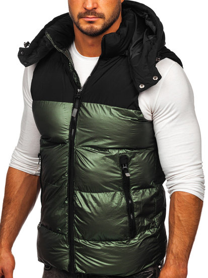 Chaleco acolchado con capucha para hombre verde Bolf 13079