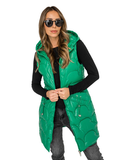 Chaleco acolchado largo para mujer verde Bolf B8172