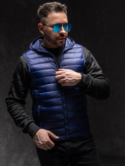 Chaleco acolchado para hombre con capucha azul marino Bolf LY36A1