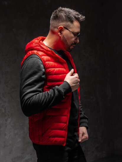 Chaleco acolchado para hombre rojo con capucha Bolf LY36A1