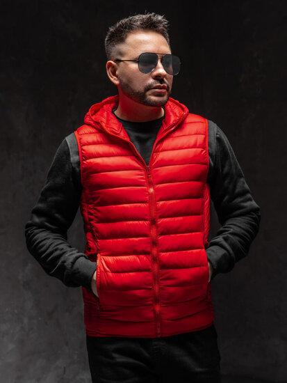 Chaleco acolchado para hombre rojo con capucha Bolf LY36A1