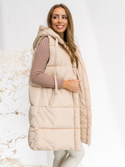 Chaleco largo acolchado oversize para mujer beige claro Bolf 81266A1