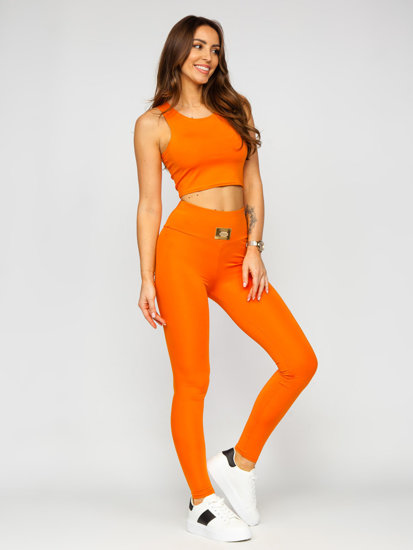 Chándal deportivo Fashion de dos piezas para mujer naranja Bolf 022