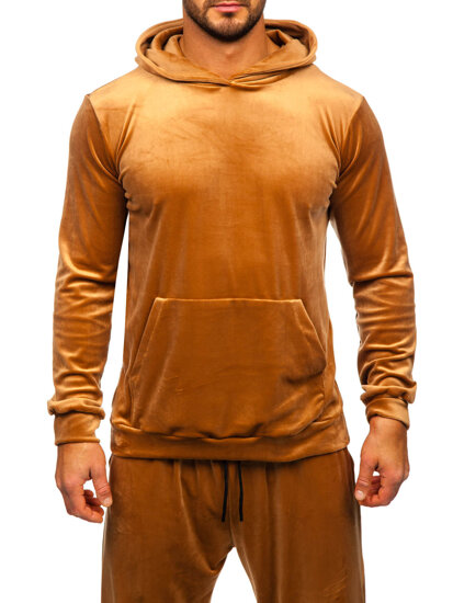 Chándal velour con capucha para hombre camel Bolf 0002A