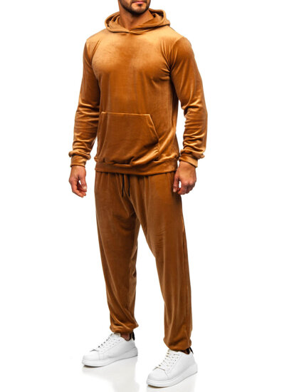 Chándal velour con capucha para hombre camel Bolf 0002A