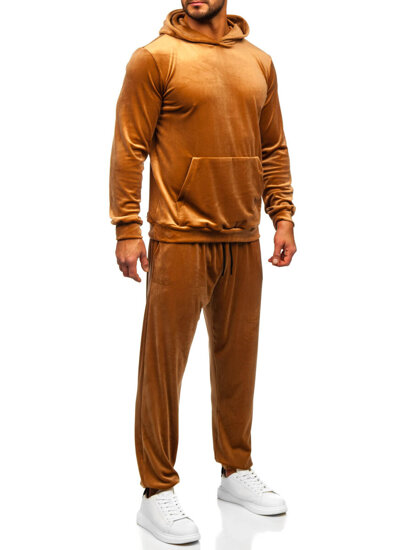 Chándal velour con capucha para hombre camel Bolf 0002A