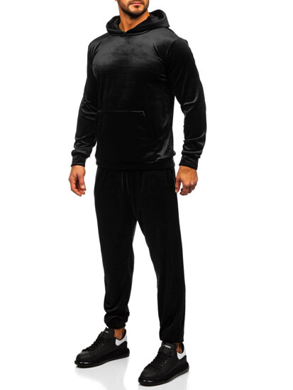 Chándal velour con capucha para hombre negro Bolf 0002A