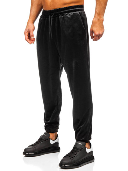 Chándal velour con capucha para hombre negro Bolf 0002A