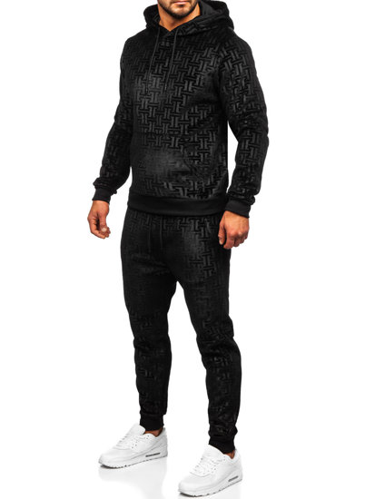 Chándal velour con capucha para hombre negro Bolf 3A81