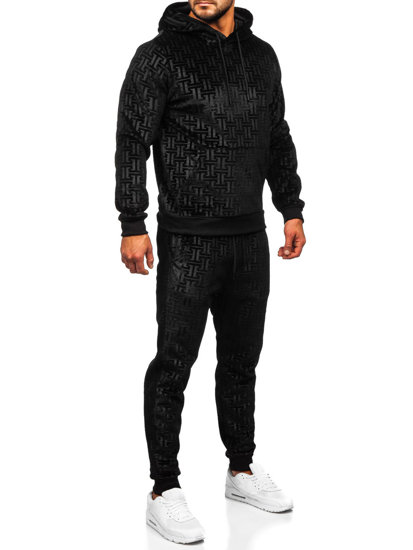 Chándal velour con capucha para hombre negro Bolf 3A81