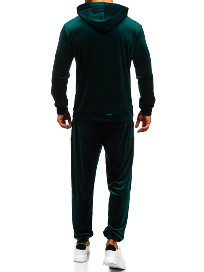 Chándal velour con capucha para hombre verde Bolf 0002A