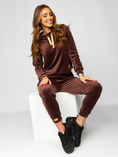 Chándal velour de dos piezas para mujer chocolate Bolf 637