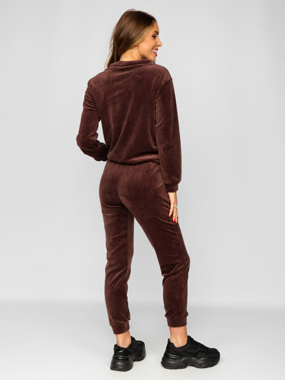 Chándal velour de dos piezas para mujer chocolate Bolf 637