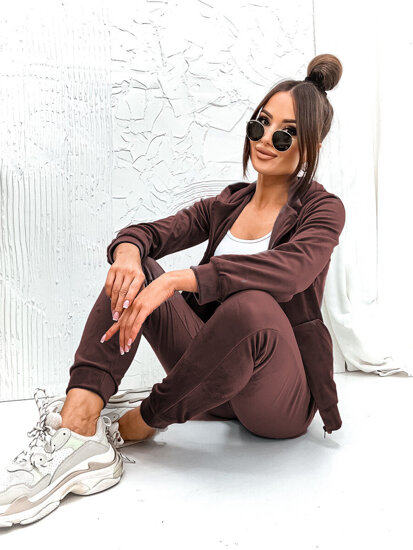 Chándal velour de dos piezas para mujer chocolate Bolf 829