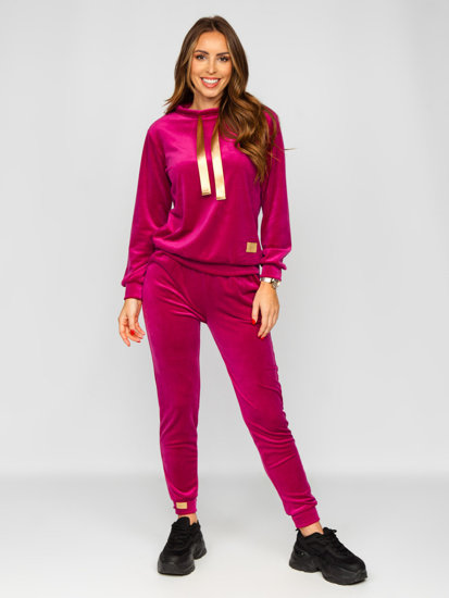 Chándal velour de dos piezas para mujer fucsia Bolf 637