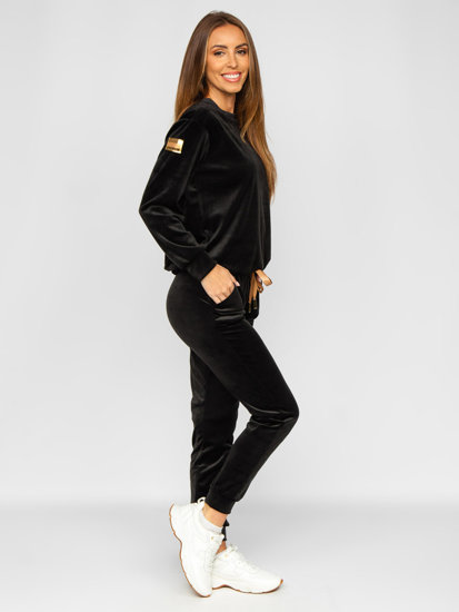 Chándal velour de dos piezas para mujer negro Bolf 8129