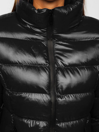 Chaqueta abrochada de invierno sin capucha para mujer color negro Bolf 23061