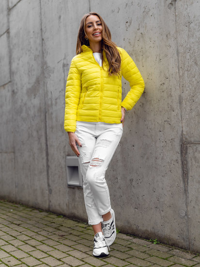 Chaqueta acolchada con cuello alto de entretiempo para mujer amarillo Bolf 1141A