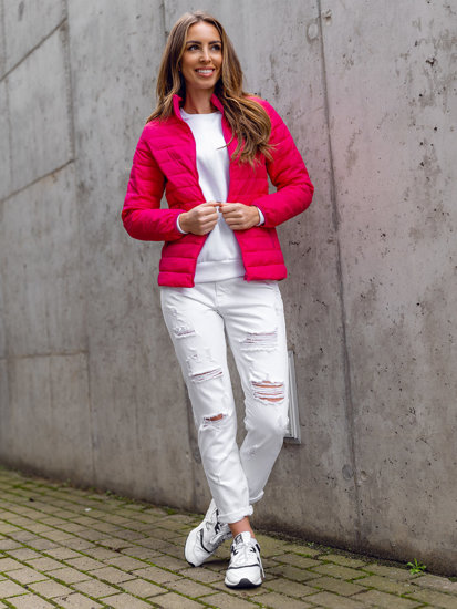 Chaqueta acolchada con cuello alto de entretiempo para mujer rosa Bolf 1141A