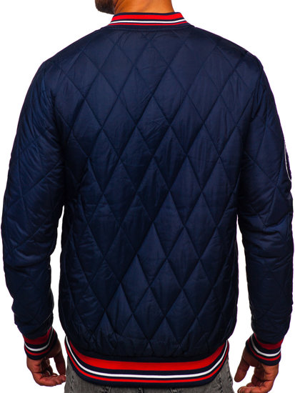 Chaqueta acolchada de entretiempo bomber para hombre azul oscuro Bolf HSS057